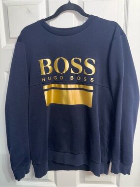 Hugo Boss Navy Pullover with Black Logo Tag